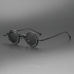 GO Round Titanium Glasses Frame With Magnetic Sunglasses Clips