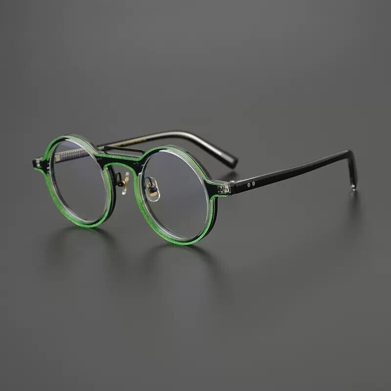 Abudy Vintage Round Acetate Glasses Frame Round Frames Southood Green Black