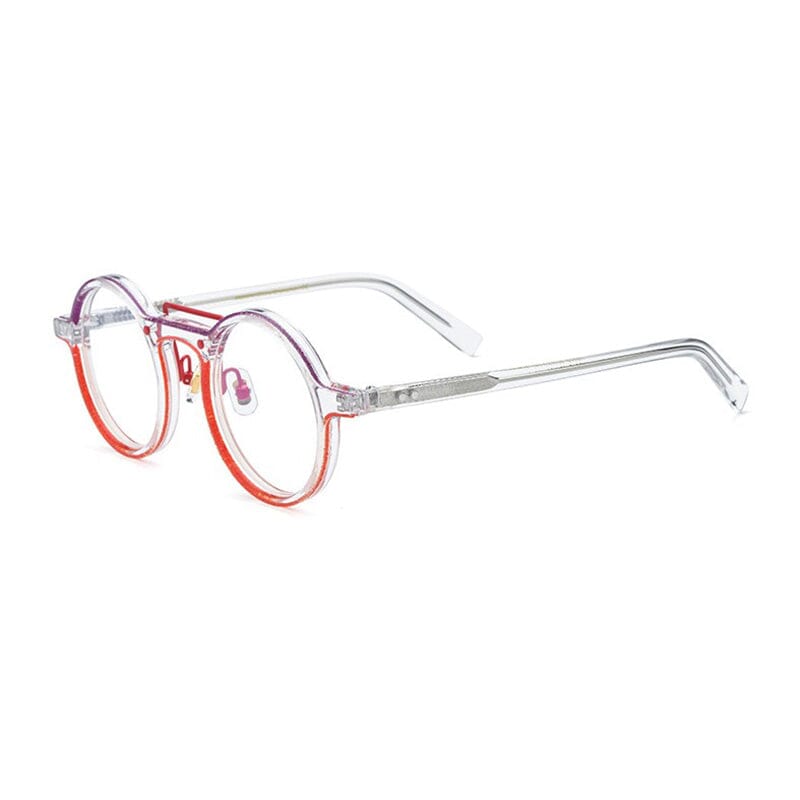 Abudy Vintage Round Acetate Glasses Frame Round Frames Southood Purple Orange