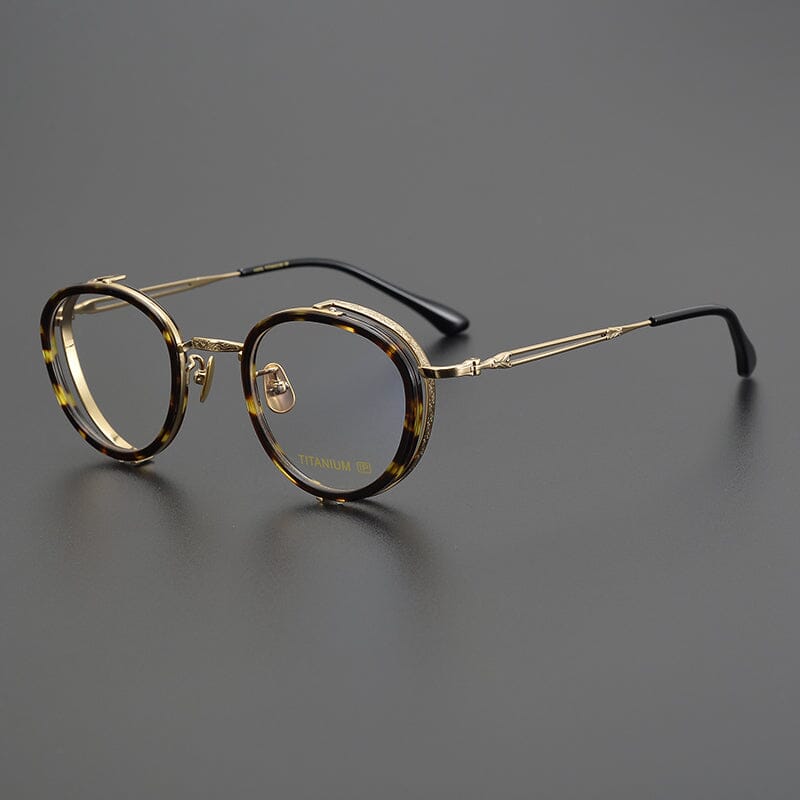 Adler Round Titanium Glasses Frame Round Frames Southood Leopard