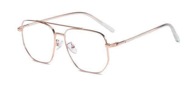 Al Metal Double Bridges Glasses Frame Rectangle Frames Southood rose gold clear