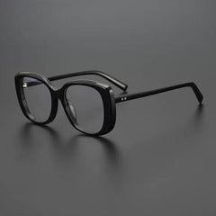 Amjed Vintage Acetate Glasses Frame Geometric Frames Southood Black