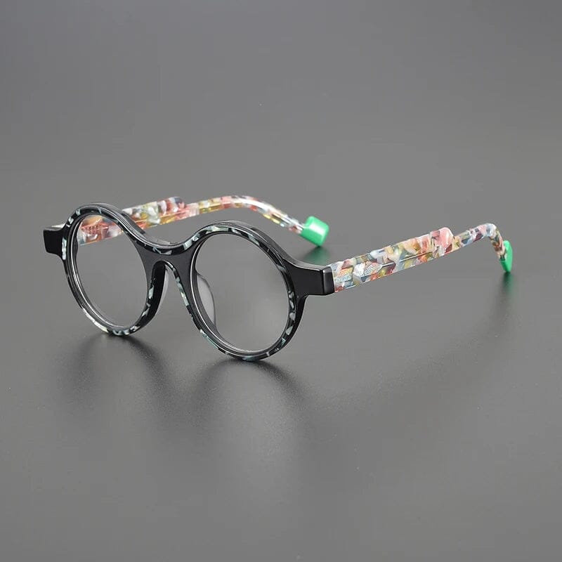 Ansley Retro Round Acetate Glasses Frame Round Frames Southood Black