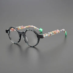 Ansley Retro Round Acetate Glasses Frame Round Frames Southood Black