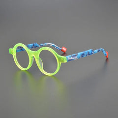 Ansley Retro Round Acetate Glasses Frame Round Frames Southood Yellow Green