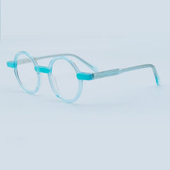 Arlo Retro Round Acetate Eyeglasses Frame Round Frames Southood Clear Blue