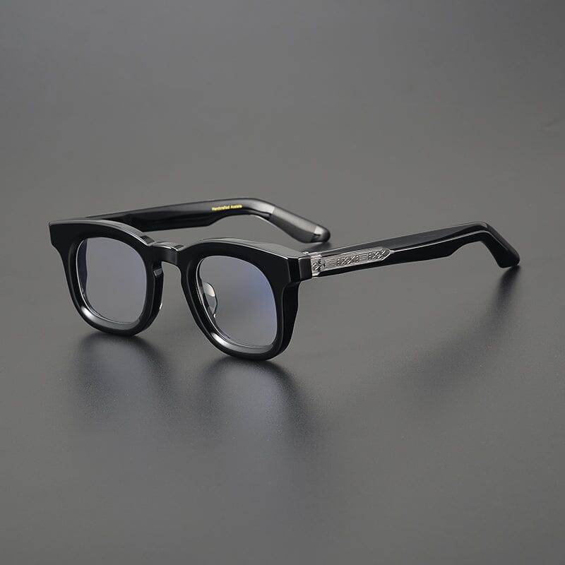 Artur Vintage Thick Acetate Glasses Frame Rectangle Frames Southood Black