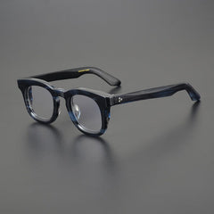 Artur Vintage Thick Acetate Glasses Frame Rectangle Frames Southood Stripe Blue