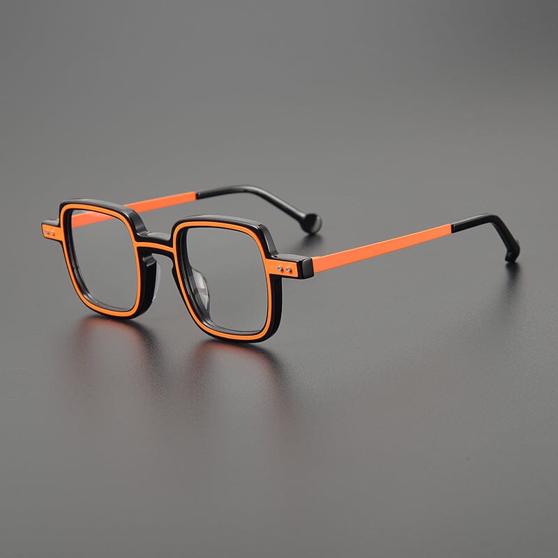 Arwin Retro Acetate Eyeglasses Frame Rectangle Frames Southood Black Orange