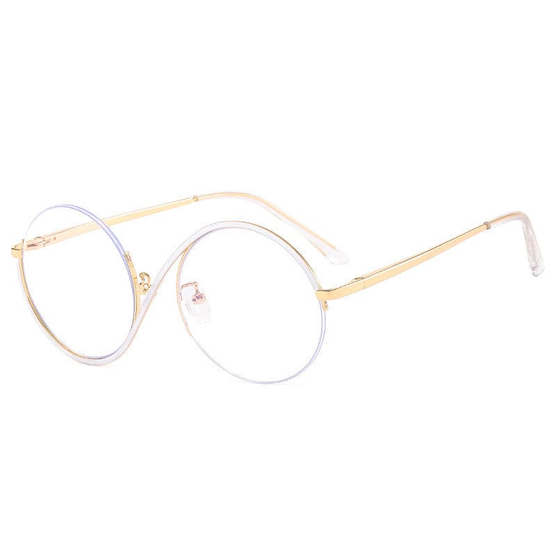Augustin Round Unique Metal Half Frame Round Frames Southood White