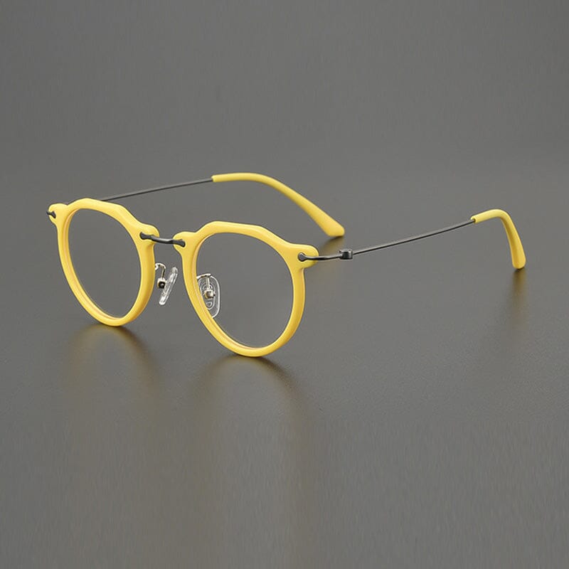 Ava Vintage Round Acetate Glasses Frame Round Frames Southood Yellow