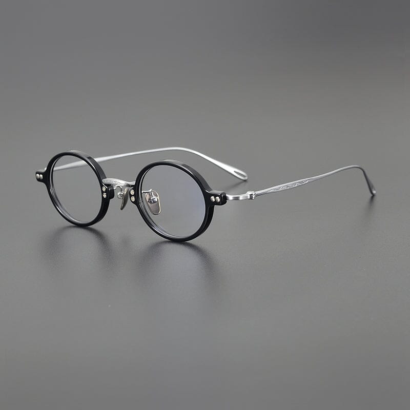 Bay Round Titanium Glasses Frame Round Frames Southood Black Silver