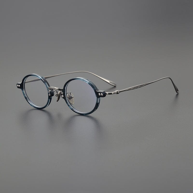 Bay Round Titanium Glasses Frame Round Frames Southood Blue Gun