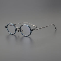 Bay Round Titanium Glasses Frame Round Frames Southood Blue Gun