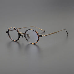 Bay Round Titanium Glasses Frame Round Frames Southood Leopard Bronze