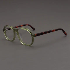Beal Retro Acetate Eyeglasses Frame Aviator Frames Southood Green Leopard