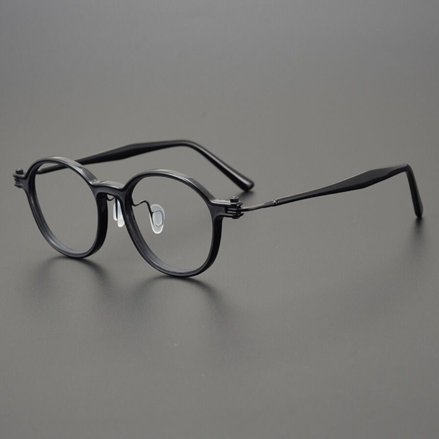 Beto Vintage Acetate Titanium Glasses Frame Rectangle Frames Southood Black-Round