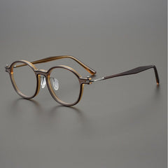 Beto Vintage Acetate Titanium Glasses Frame Rectangle Frames Southood Brown-Round