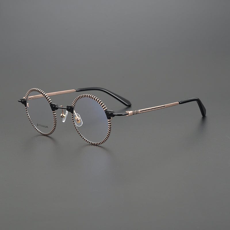 Bevin Round Titanium Glasses Frame Round Frames Southood Black gold