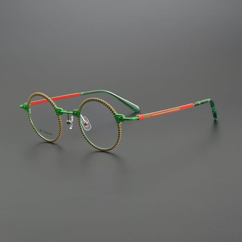 Bevin Round Titanium Glasses Frame Round Frames Southood Green