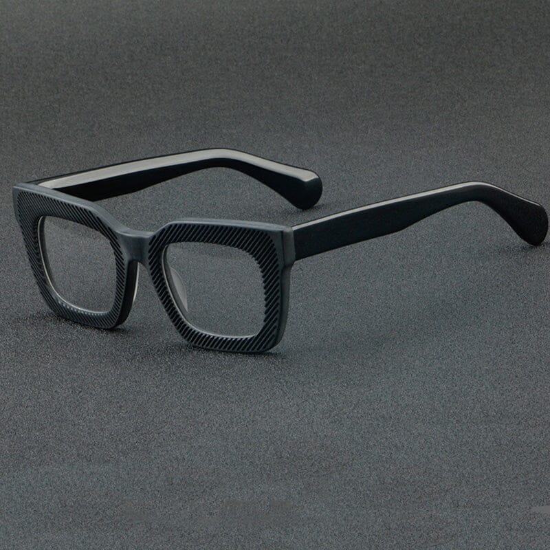Birk Retro Stripe Acetate Glasses Frame Rectangle Frames Southood Black