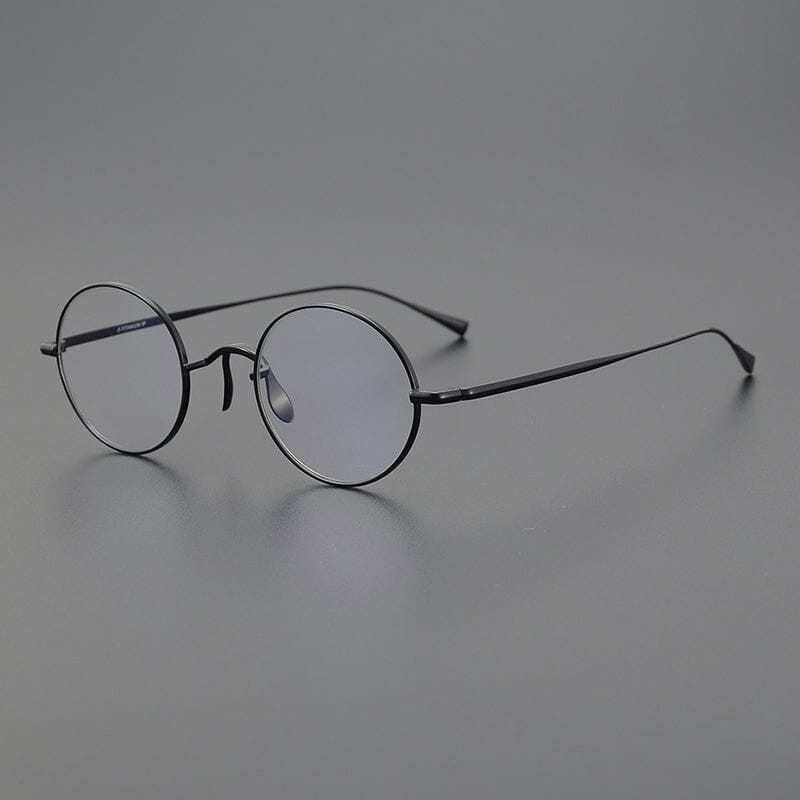 Biron Vintage Round Titanium Eyeglasses Frame Round Frames Southood Black