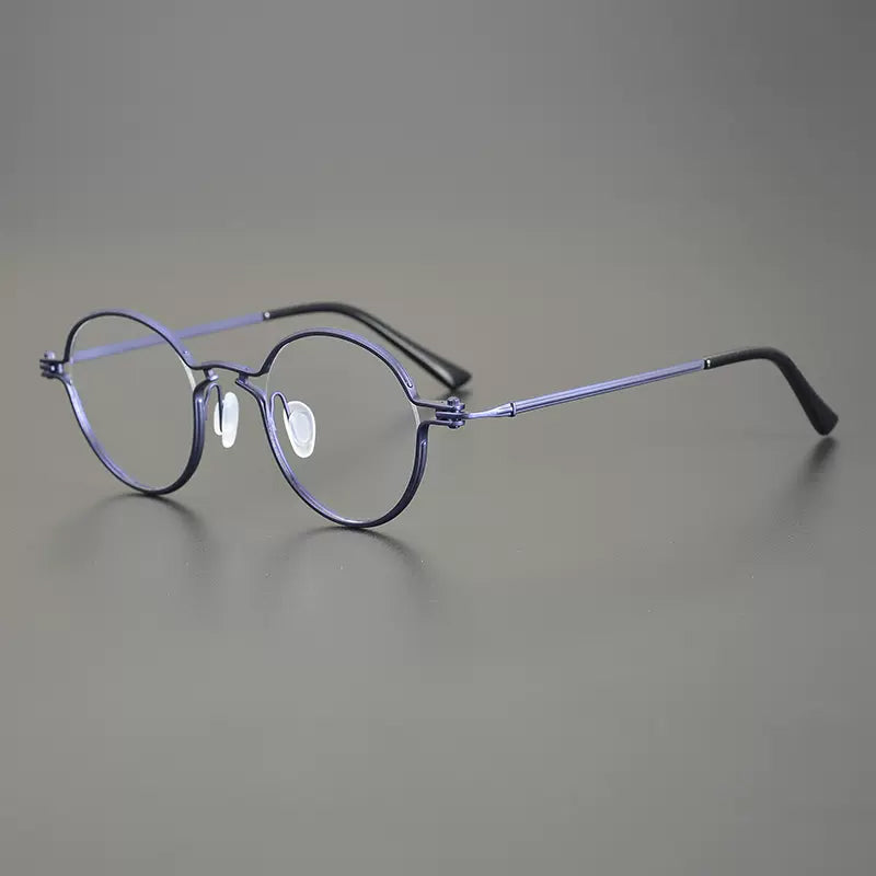 Bjorn Retro Round Titanium Glasses Frame Round Frames Southood Purple blue