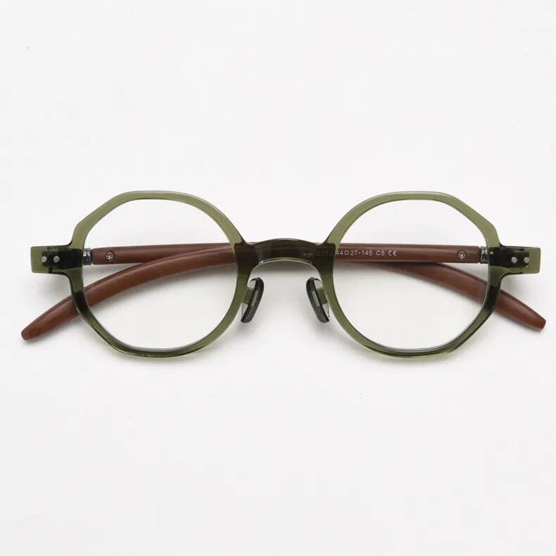 Brok Polygon TR90 Vintage Eyeglass Frame Geometric Frames Southood Green