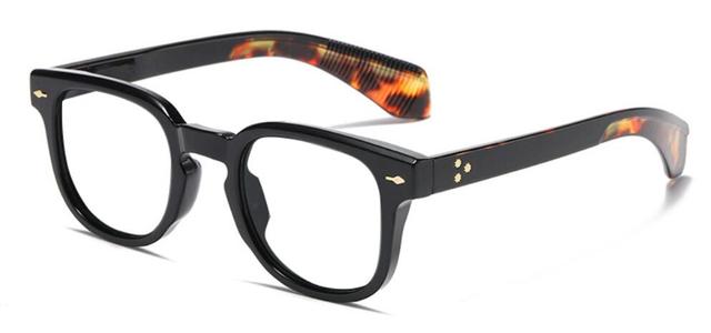 Bruce Vintage Rivet Square Glasses Frame Rectangle Frames Southood C2 Hei leopard leg