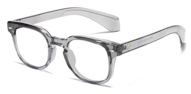 Bruce Vintage Rivet Square Glasses Frame Rectangle Frames Southood C5 clear grey clear
