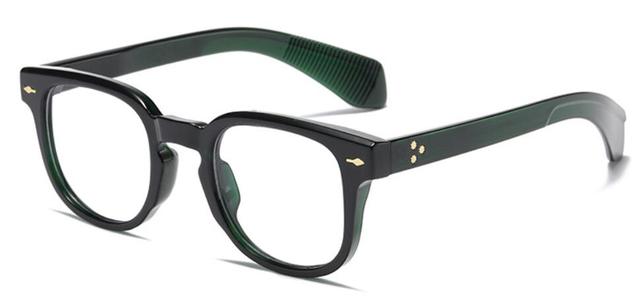 Bruce Vintage Rivet Square Glasses Frame Rectangle Frames Southood C7 green clear