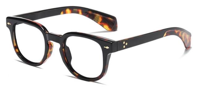 Bruce Vintage Rivet Square Glasses Frame Rectangle Frames Southood C8 black daimao