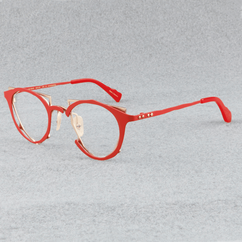 Calum Retro Titanium Glasses Frame Geometric Frames Southood Red