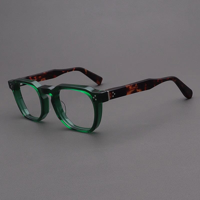 Casper Personalized Acetate Glasses Frame Rectangle Frames Southood Green Leopard