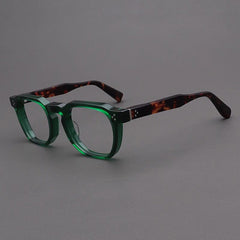 Casper Personalized Acetate Glasses Frame Rectangle Frames Southood Green Leopard