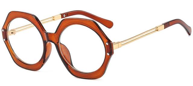 Cecily Gradient Fashion Irregular Round Glasses Frame Round Frames Southood C10 tea clear