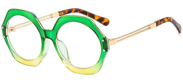 Cecily Gradient Fashion Irregular Round Glasses Frame Round Frames Southood C12 green clear