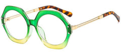 Cecily Gradient Fashion Irregular Round Glasses Frame Round Frames Southood C12 green clear