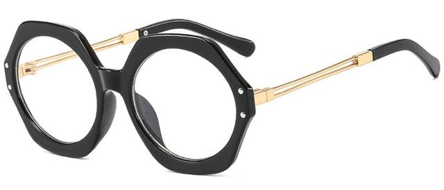 Cecily Gradient Fashion Irregular Round Glasses Frame Round Frames Southood C8 black clear