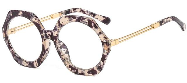 Cecily Gradient Fashion Irregular Round Glasses Frame Round Frames Southood C9 flower clear