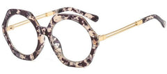 Cecily Gradient Fashion Irregular Round Glasses Frame Round Frames Southood C9 flower clear