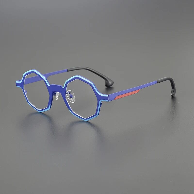 Charly Titanium Geometric Glasses Frame Geometric Frames Southood Blue