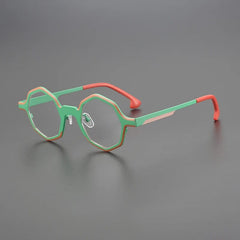 Charly Titanium Geometric Glasses Frame Geometric Frames Southood Green