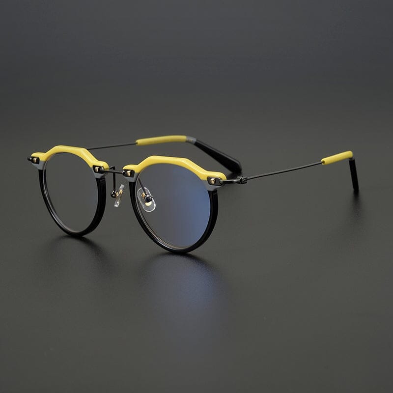 Cort Acetate Titanium Glasses Frame Round Frames Southood Yellow black