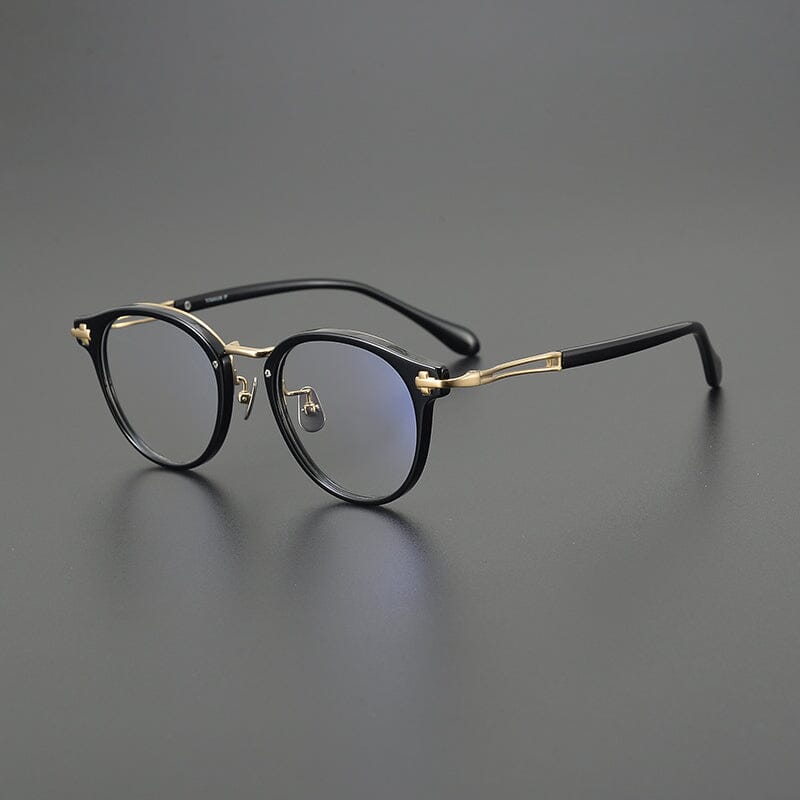 Cumulus Vintage Acetate Glasses Frame Round Frames Southood Black Gold