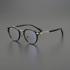 Cumulus Vintage Acetate Glasses Frame Round Frames Southood Black Gold