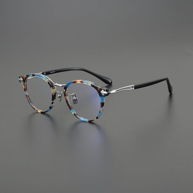 Cumulus Vintage Acetate Glasses Frame Round Frames Southood Blue Leopard
