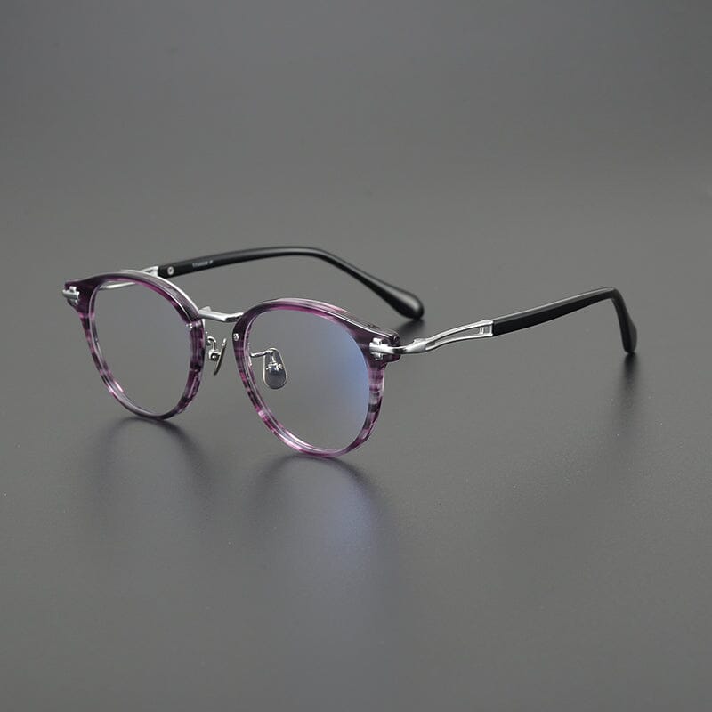 Cumulus Vintage Acetate Glasses Frame Round Frames Southood Purple Leopard