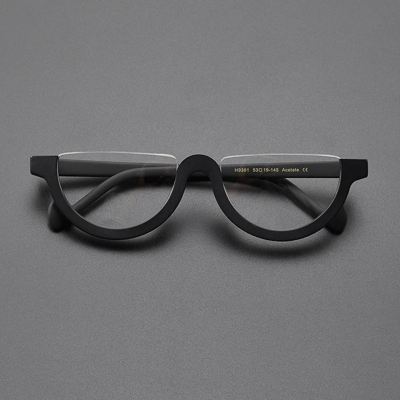 Cyd Retro Semi Circle Acetate Glasses Frame Oval Frames Southood Matte black