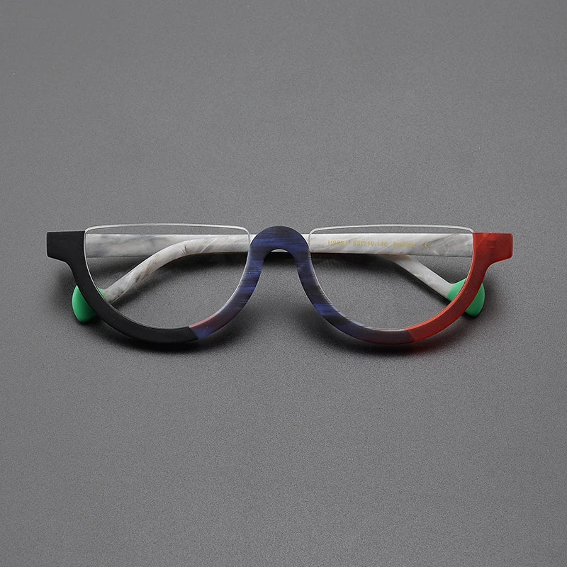 Cyd Retro Semi Circle Acetate Glasses Frame Oval Frames Southood Matte black red